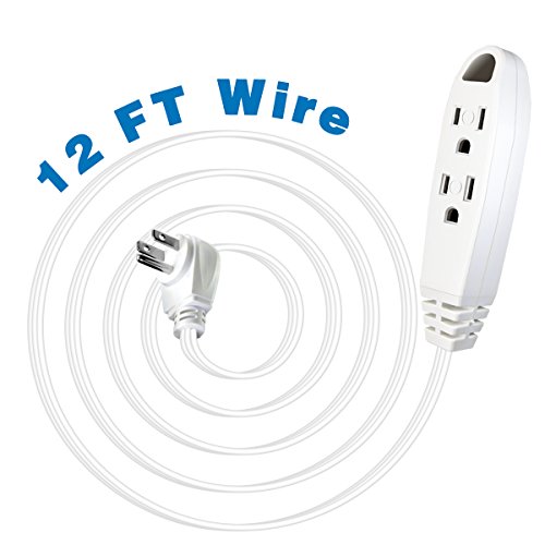12-Feet 3 Outlet Extension Cord, Kasonic [UL Listed] 16/3 SPT-3; Triple Wire Grounded; Multi-Outlet; 13 Amp- 125V- 1625 Watts (12 Feet-2Pack) - Thumbnail 4