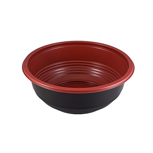 [150 count/set] Food Takeout Bowl With Lids: Perfect for Soup, Cereal, Rice, Sushi, Poke, Donburi Disposable Plastic Kitchen Bowls - Microwave Safe, Recyclable - Black Red - (24 Ounce) - Thumbnail 6