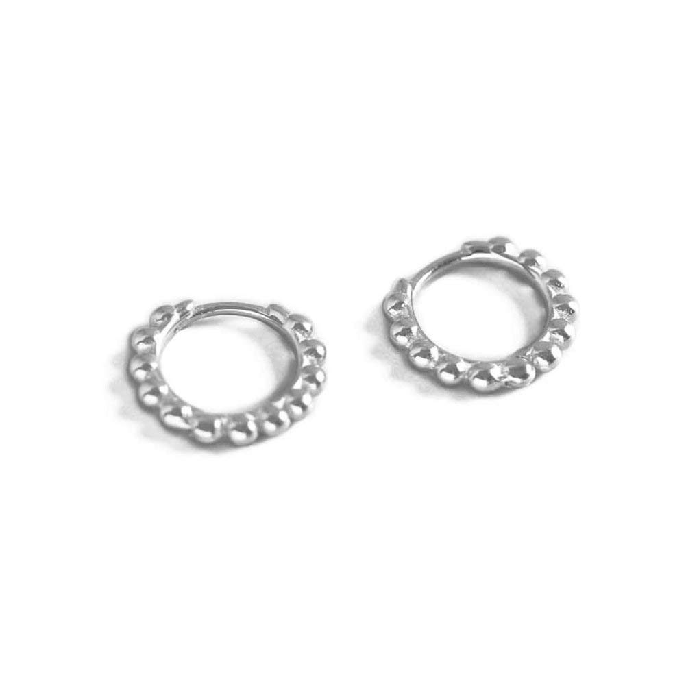 Minimalist Ball Bead Small Hoop Earrings for Women Girls Men 925 Sterling Silver Pierced Ear Simple Cartilage Tragus Sleeper Huggie Mini Hoops Irregular Tiny Hinged Jewelry (8mm silver)