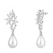 Wordless Love Marquise Cubic Zirconia Brides Weddings Dangle Drops Earrings Pearl