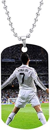 World Cup Football C Ronaldo Stainless Steel Military Necklace for Ronaldo Fans Unisex Celebrity Alloy Pendant Style F