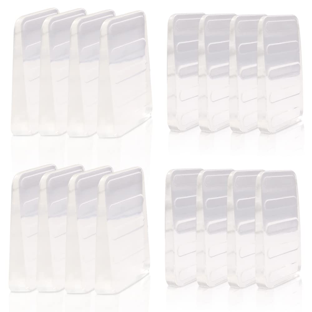 Modixun 16Pack Clear Rubber Furniture Leveling Wedges, 2 Heights, Flexible and Firm Leveler Wedges, Anti Slip and Stackable Toilet Shims, Table Shims, Bed Shims