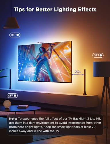 Govee TV Backlight 3 Lite Kit, 11.8ft RGBICW Wi-Fi TV LED Strip Lights for 55-65in TVs with Camera and 15 Inches Smart Light Bars with 4-in-1 Light Beads - Works with Alexa & Google Home