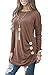 Women's Cotton Knitted Long Sleeve Lightweight Tunic Sweatshirt Tops Brown M