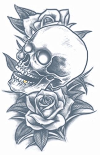 Tinsley Transfers Skull and Roses Prison Temporary Tattoo