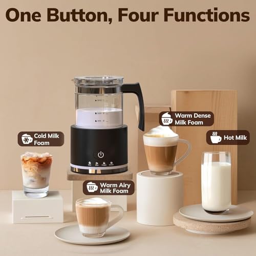 Ctoby Electric Milk Frother,Cold Foam Maker 16.9oz/500ml Frother, for Hot Chocolate Latte Cappuccino Macchiato Matcha,6 Functions,Enjoy Perfect Milk Froth in 2 Min (Black-Stainless Steel)