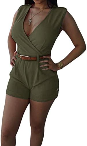 Genhao Women's Casual Sexy Club Bodycon Pant Jumpsuit Rompers Army green US M