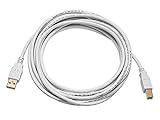 Monoprice 15ft USB 2.0 A Male to B Male 28/24AWG Cable (Gold Plated) - White for Printer Scanner Cable 15M for PC, Mac, HP, Canon, Lexmark, Epson, Dell, Xerox, Samsung and More!