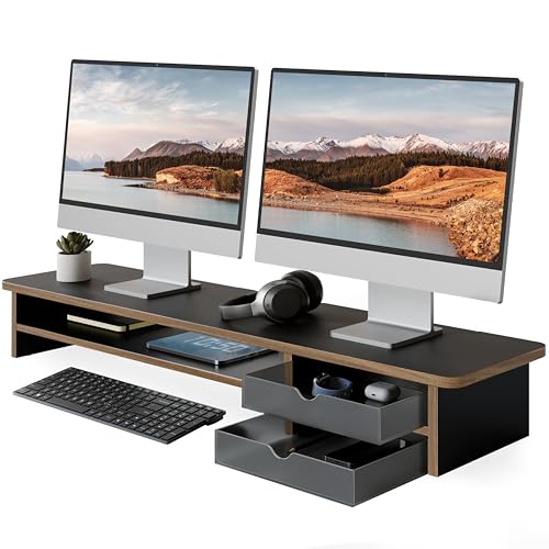Fenge Dual Monitor Stand Riser with Drawer
