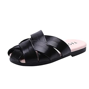 (Size:35, UK:11.5, Black) - PLOT Toddler Baby Children Beach Weave Shoes Leather Summer Sandals Slippers 3-10 T
