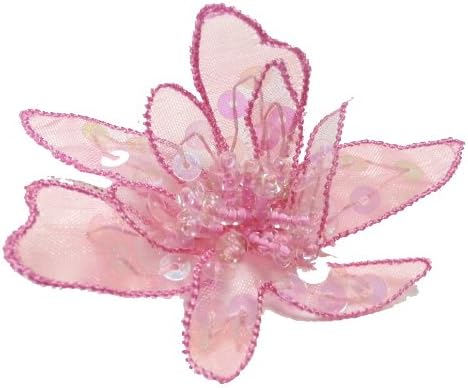 Cuteque International 6-Piece Organza Embroidery Craft Beaded Trim, 2-3/4-Inch, Soft Rose