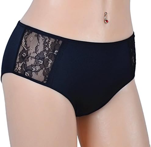 Chirrupy Chief Women's Panties Floral Lace Detail (L, Black)