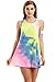 Creabygirls Womens Sleeveless Tie-dye Round Neck Mini Dress(Medium)