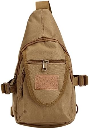 Outdoor Sports Casual Oxford Fabric Waterproof Unbalance Backpack Crossbody Sling Bag Shoulder Bag Chest Bag for Men (Khaki)
