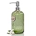 JASAI 18 Oz Soap & Lotion Glass Dispenser Rust Proof Stainless Steel Pump, Refillable Lotion Dispenser for Bathroom Kitchen Home, Premium Bathroom Soap Dispenser As Bathroom Accessories (Clear Green)