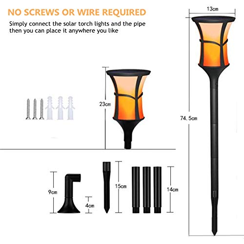 Solar Torch Lights Outdoor, 2-pack SOCO Waterproof Flickering Flames Torches Lights Solar Spotlights Landscape Decoration Lighting, Dusk to Dawn Auto On/Off Security Torch Light for Patio Driveway