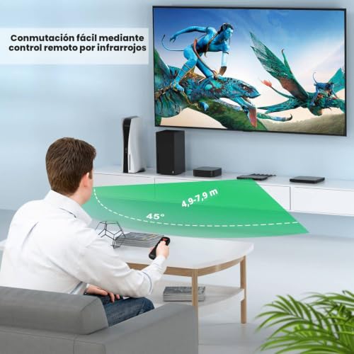 AVIDGRAM HDMI 2.1 Switch 8K, HDMI Switch 4 in 1 out 4K 120Hz with IR Remote Control Auto 4 Output HDMI Selector Hub Support 8K@60Hz 48Gbps for Xbox PS4 PS5 HDTV Monitor Projector