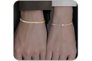 ANGLEQUEEN 2 Pcs Matching Couple Bracelets for Men Women Permanent Bracelet Touch Bracelets for Couples Pinky Promise Friendship Bracelets Matching Bracelets for Couples Valentine's Day Gifts