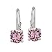 Bria Lou 925 Sterling Silver 6mm Round October Birthstone Color Leverback Drop Earrings Made with Swarovski Crystals