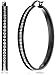 FUNRUN JEWELRY Womens Black Stainless Steel Cubic Zirconia Hoop Earrings 45mm
