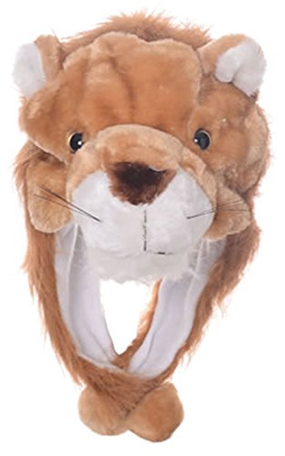 Animal Head Super Soft Plush Childrens Hat - Lion