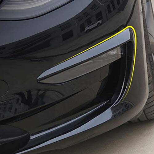 CoolKo Fog Light Eyebrow Cover Trim Frame Exterior Decoration Compatible with Model 3 - Black Piano Pattern [ 1 Pair - Black ]