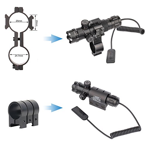 GOHIKING Tactical Green Sight, 532nm Green Dot Rifle Scope Sight with 2 Mounts,2 Pressure Switches