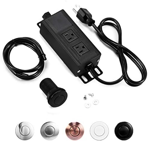 Garbage Disposal Air Switch Kit Dual Outlet Sink Top Waste Disposal On/Off Switch Kit Food and Waste Disposals Part (SHORT BLACK PLASTIC BUTTON) by CLEESINK