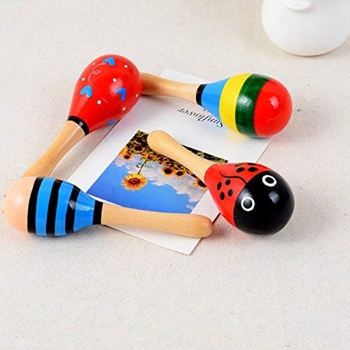 Mini Wooden Maracas Rattles Egg Shaker Kids Musical Party Favor Kid Baby Shaker Sand Hammer Toy (Random Color Pattern)