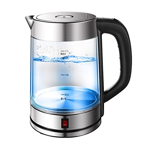 Click Here to See More Images Wasserkocher Transparent 1.7L Double-layer Anti-hot One-button Insulation Transparent Glass Automatic Power Off At Home,Transparent
