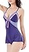 Ruzishun Women's Sexy Lingerie Lace Siamese Sleepwear Underwear(Purple,M)