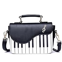 Skyseen Piano Music Notes PU Leather Shoulder Tote Bag Purse Crossbody Handbag for Women Girls