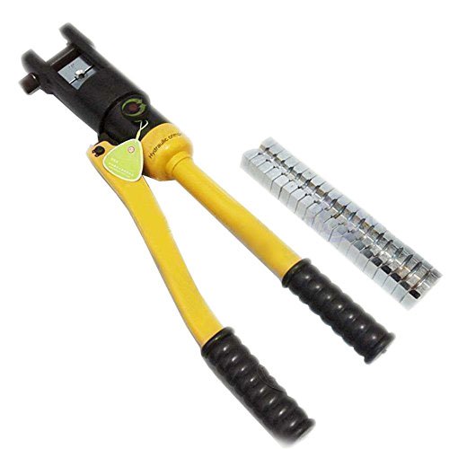 KATSU 12 Tons Hydraulic Crimping Tool 10-120mm² with 8 Steel Dies, Manual High Pressure Hydraulic Electric Cable Tool Kit for Copper and Aluminum Terminal Lugs Battery Wire Crimping 416372