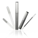 Bona Fide Beauty Crystal Nail Files - 3 Piece Silver Genuine Czech Glass Nail Files with Cases - Best Nail Files for Nail Care & Nail Art - Great Manicure & Pedicure Glass Fingernail Files