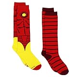 Iron Man Womens Novelty Costume 2 pack Knee High Socks (9-11 (Shoe: 4-10), Iron Man Red/Yellow)