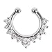 RoseSummer 1Pc Fake Septum Clicker Nose Ring Hanger Clip On Non Piercing Body Ring Jewelry (Sliver)