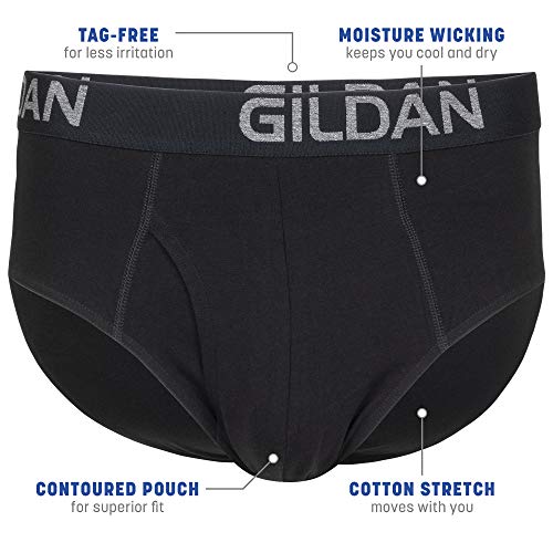 Gildan Men's Underwear Cotton Stretch Briefs, 5Pack, Black Soot (5