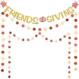 Friendsgiving Gold Banner and Paper Garland Circle Dot Hanging Decorations for Thanksgiving Friends Party Accessories