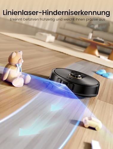 Q20 Plus Saugroboter mit Wischfunktion, 10000Pa 200min Staubsauger Roboter mit Beutellose Entleerungsstation, 3-in-1 Saug und Wischroboter für Tierhaare, Teppiche, Hartböden, Schwarz