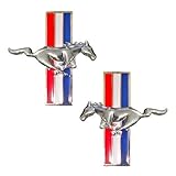Universal Gizmo Mustang Running Horse Tri Bar Pony Left and Right Metal Emblems - Pair