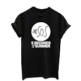 Women T Shirts Fashion Summer Printing Letters 5 Five Seconds of Summer 5 SOS Cotton Tops Casual Slim Short Sleeve Tees Camisetas, Medium