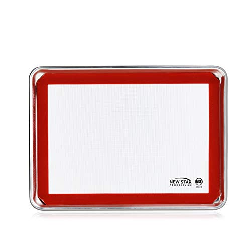 New Star Foodservice 38439 Commercial 18-Gauge Aluminum Sheet Pan & Silicone Baking Mat Set, 13 by 18-Inch (Half Size)