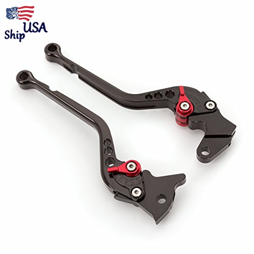 FXCNC Racing Motorcycle Long Adjustable Brake Clutch Levers Set fit for Yamaha Warrior YFM350 02-04,Raptor YFM660 01-05,TTR125L/LE/LW 00-16,Banshee 350 02-06,XT660/R/X 04-13 Aluminum US Ship - Thumbnail 4