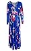 Aecibzo Women's Long Sleeve V-Neck Vintage Floral Print Maxi Long Dress