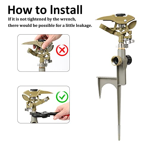 STYDDI Metal Impact Sprinkler on Metal Step Spike Base, Zinc Pulsating Sprinkler with Adjustable