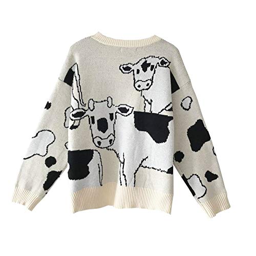 Cow print knit sweater Outlet