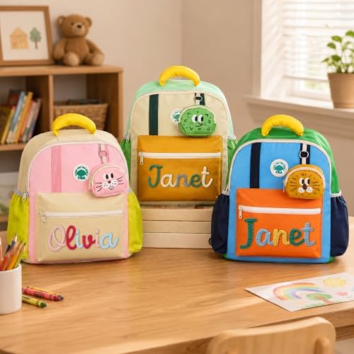Mochila Personalizada Infantil con Nombre Mochila de Setas para Guardería y Preescolar Mochila Escolar con Bolsito Regalos para Niños y Niñas (#1)