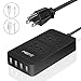 Power Strip with USB, MIBOTE 6 AC Outlet with 4 Port USB Surge Protector Power Strip Charger 5ft Power Cord 1875W 100-240V for Travel, TV, Computer, Transformers, Power Bank