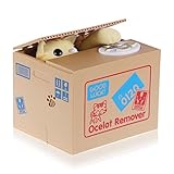 LEMONBEST Cute Cat Stealing Coin Bank Cents Penny Buck Saving Money Box Pot Case Piggy Bank Cat