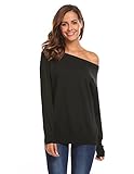 Soteer Women's Cold Shoulder Sweater Boat Neck Long Sleeve Loose Fitting Sexy Sweatshirt Pullover